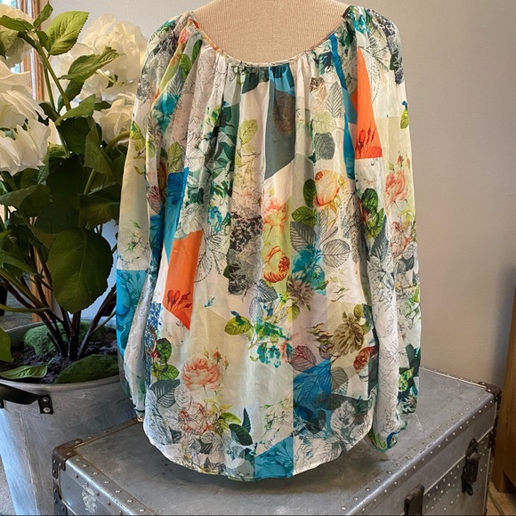 Anthropologie Leifsdottir abstract peasant blouse - Picture 3 of 8